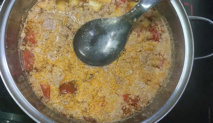 After cooking, add more spices, fish sauce, and sweetener.