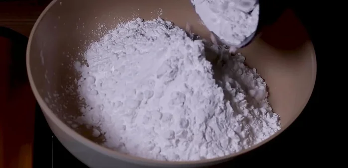 Mix tapioca starch with warm and cold water to create the dough. Knead until smooth.