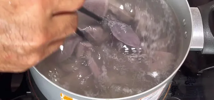 Quickly blanch the liver (30 seconds) and place it in ice water.