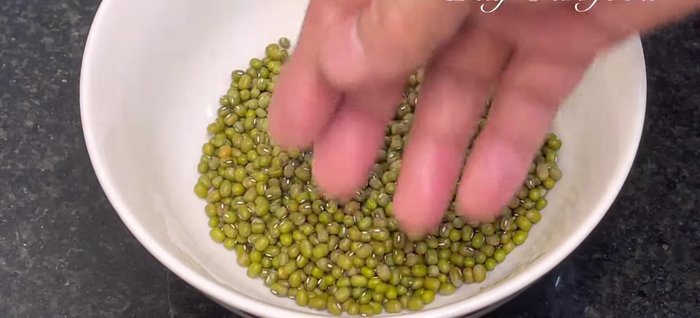 Soak green beans in water for at least 5 hours or overnight.