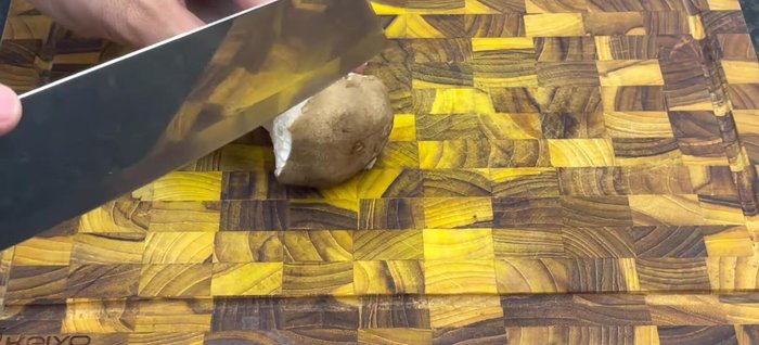 Wash chicken thigh mushrooms with diluted salt water, drain, and cut off the black part of the head. Cut into 0.5-0.7 cm thick pieces.