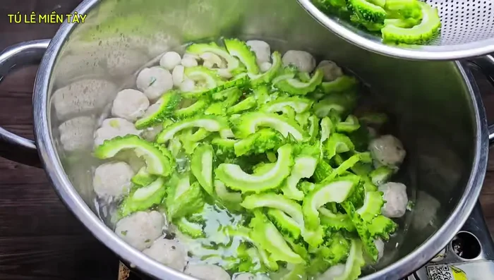 Add mushrooms and bitter melon.