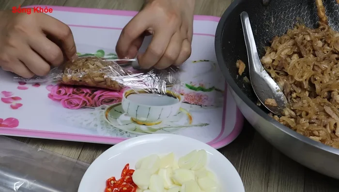 Wrap and set: Wrap the spring rolls tightly in plastic wrap or banana leaves.