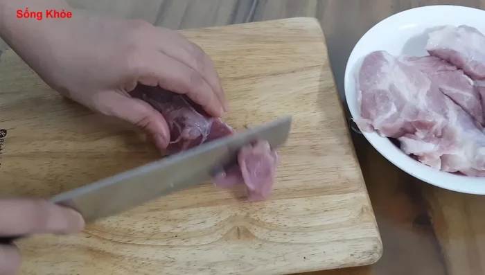 Thinly slice the pork. Use a mix of lean and fatty pork for best results.