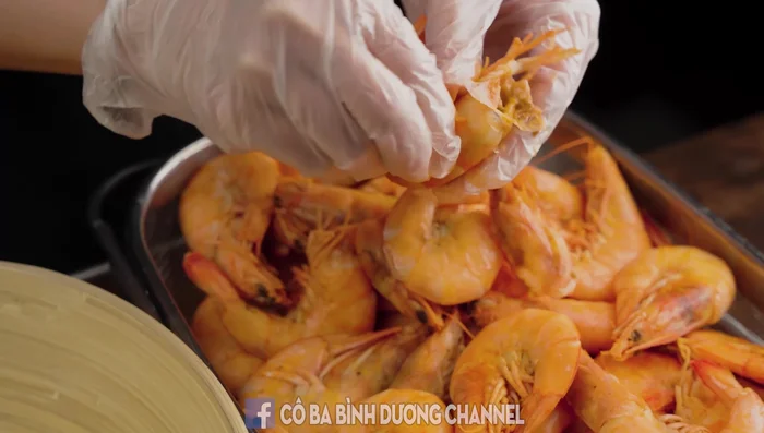 Peel shrimp, leaving the tail for aesthetic purposes.