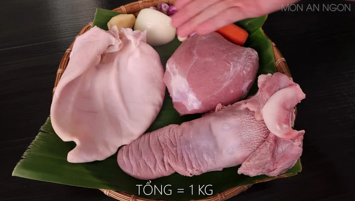 Clean pig's hand, lean meat, and pig's tongue thoroughly with lemon, salt, and forest, especially the tongue. (23.72)