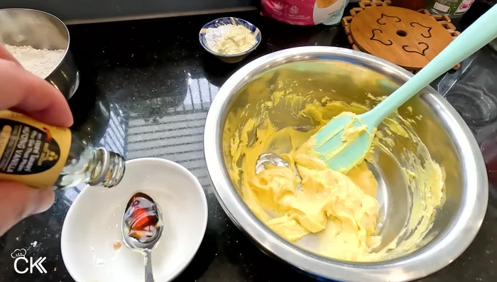 Add vanilla, egg, and mix until combined.