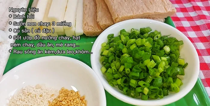 Soak vegetarian ribs in water to soften, then squeeze dry. Cut into four pieces lengthwise.