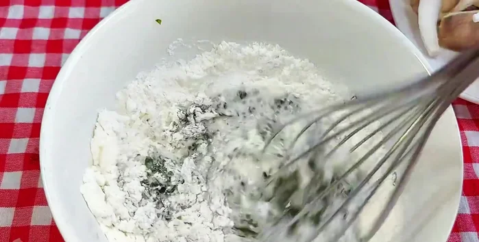 Mix filtered water with flour until a thick batter forms.