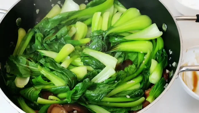 Add oyster sauce, lentil flour, sugar, salt, and MSG. Stir well to combine and let the flavors absorb.