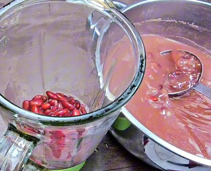 Blend the cooked beans twice until smooth.
