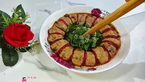 Steamed Beetroot Flower with Soy Sauce Vegetarian Patties