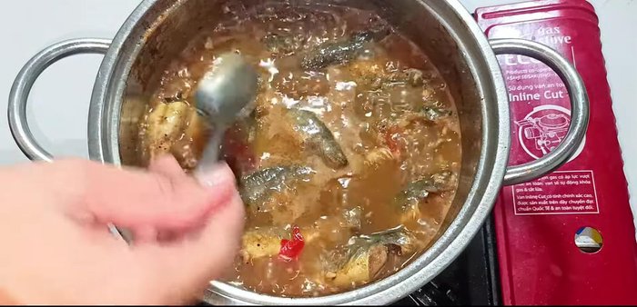 Simmer on medium heat for about 2 minutes until the fish is cooked, avoiding flipping or crushing the fish. The sauce will thicken naturally.