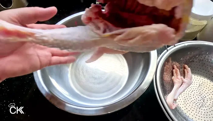 Wash the chicken thoroughly and use a fork to poke holes in thicker parts like the breast to help it absorb the marinade.