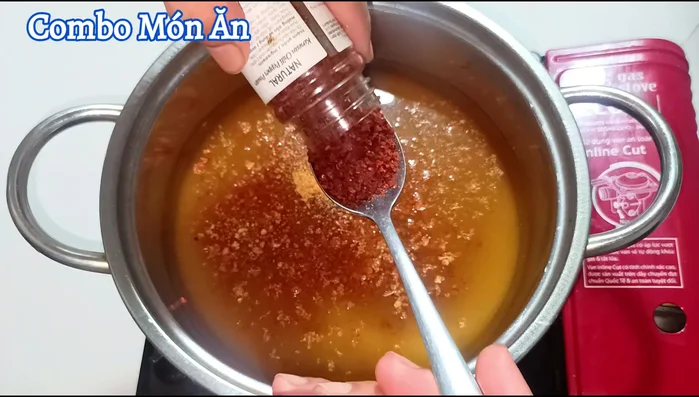 Add 3 tablespoons of Korean chili powder (non-spicy).