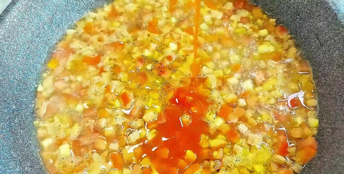 Add chili sauce (for spiciness) and soy sauce or vegetarian fish sauce.
