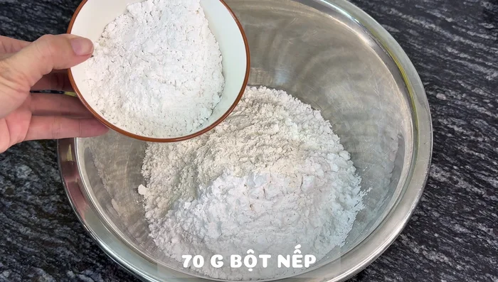 Make the crust: Combine tapioca starch, flour, glutinous rice flour, eggs, melted butter, milk, sugar, and salt in a bowl. Mix well until smooth.