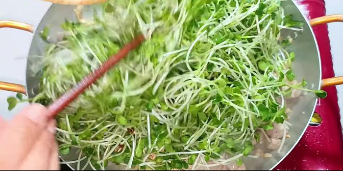 Add the bean sprouts and stir-fry until slightly softened.