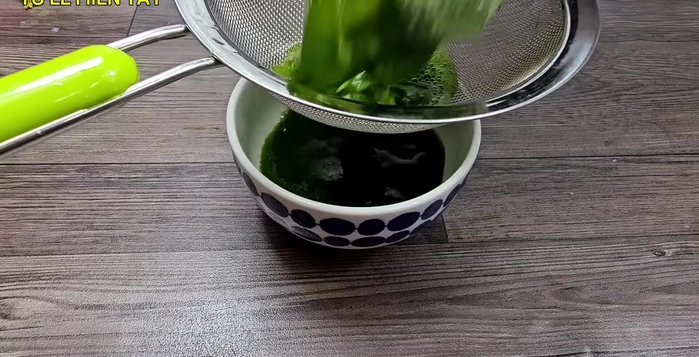 Strain the mixture using a sieve to remove any stems or tough parts.