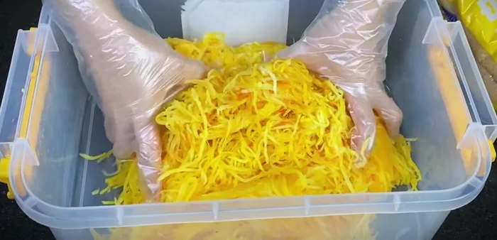 Let the pressed papaya dry completely.