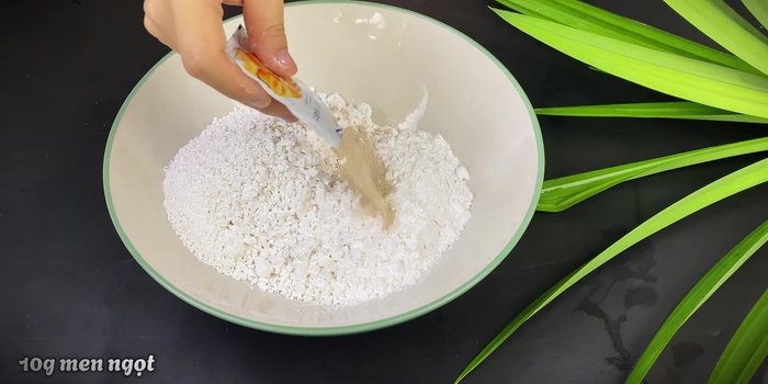 Combine rice flour, tapioca starch, and sweet yeast in a bowl. (62.48)
