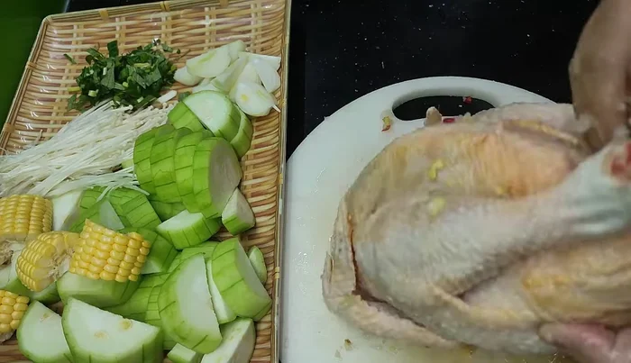 Place the chicken in the steamer.