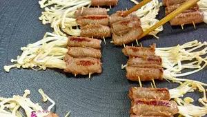 Grilled Vegetarian Beef with Enoki Mushrooms Recipe