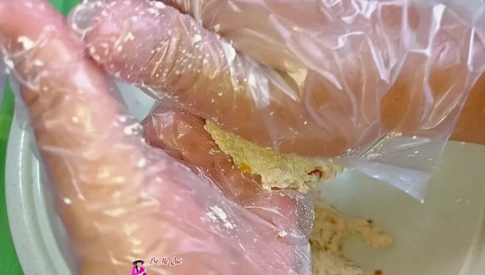 Shape the mixture into pieces. Press firmly to create a tough outer layer.